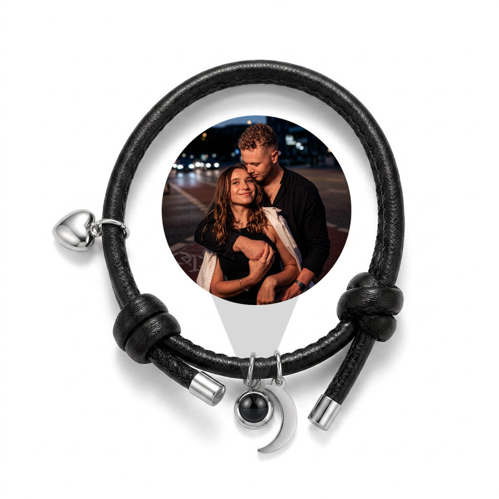 Personalized Couples Moon And Sun Photo Projection Bracelet - Female