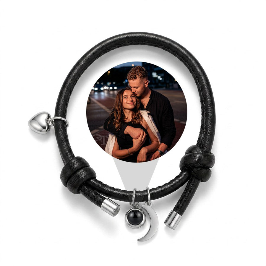 Personalized Couples Moon And Sun Photo Projection Bracelet - Female