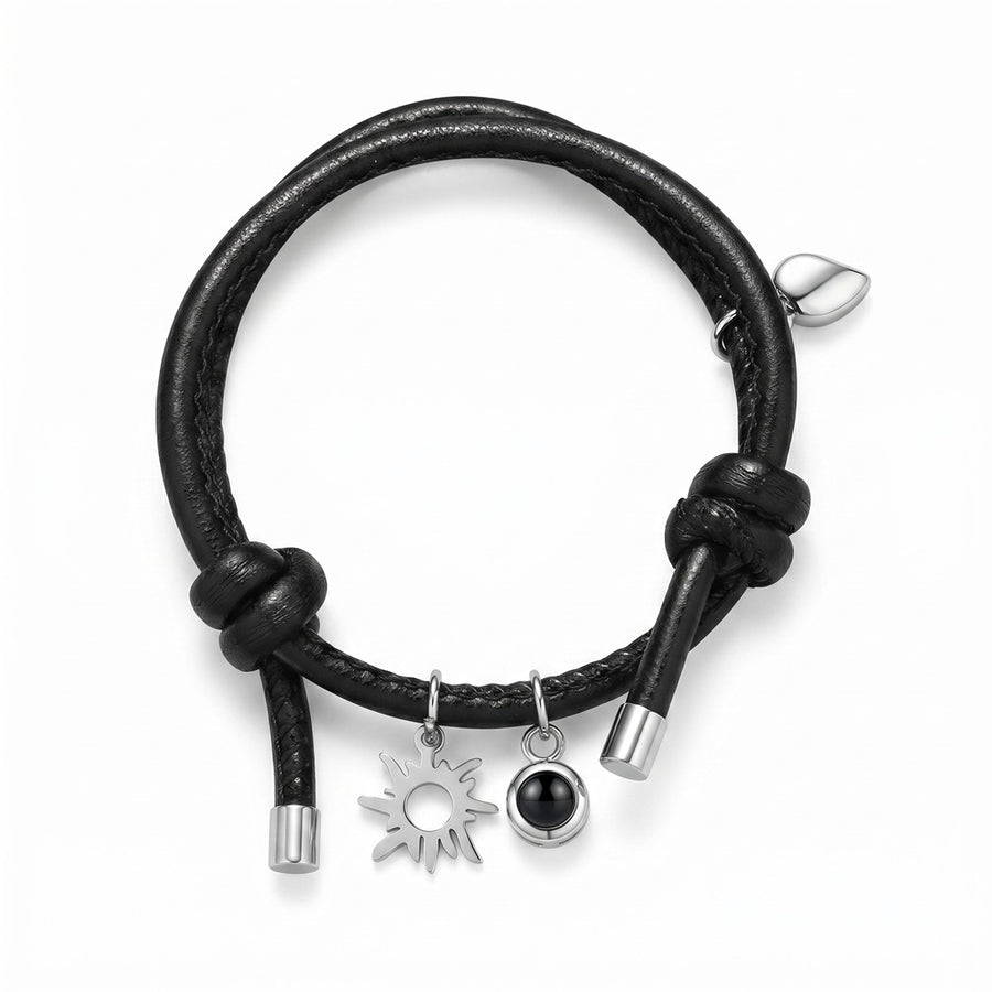 Personalized Couples Moon And Sun Photo Projection Bracelet - Male