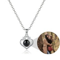 Personalized Crown Heart Photo Projection Necklace - Silver