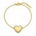 Personalized Crystal Heart Photo Locket Bracelet - Gold