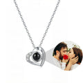 Personalized Crystal Heart Photo Projection Necklace - Silver