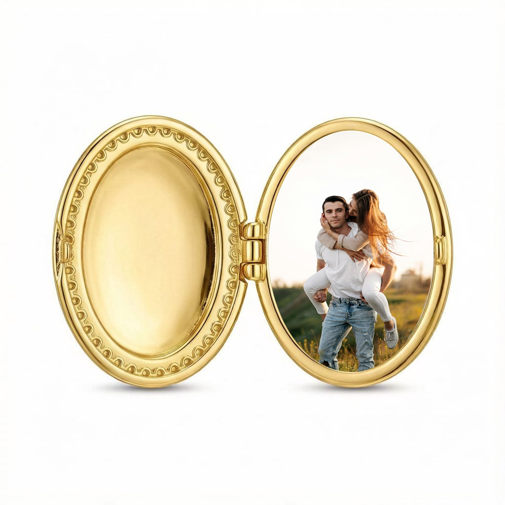 Personalized Crystal Oval Photo Locket Ring - Gold02