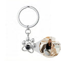 Personalized Dog Paw Print Photo Projection Keychain - Silver