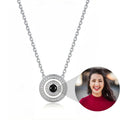 Personalized Double Circle Photo Projection Necklace - Silver
