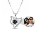Personalized Dove Pendant Photo Projection Necklace - Silver