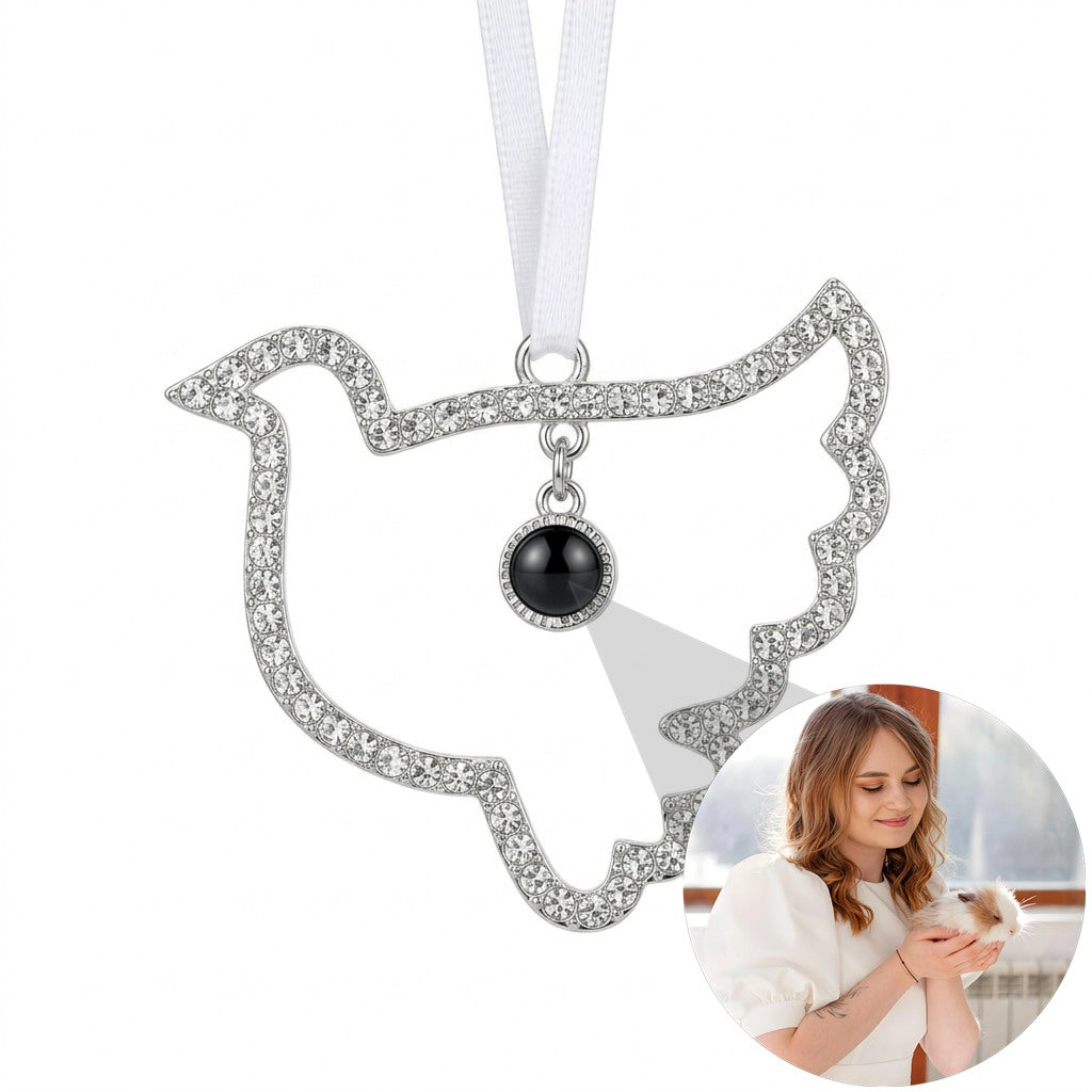 Personalized Dove Photo Projection Ornament - Silver