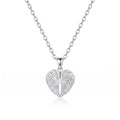 Personalized Engravable Angel Wings Heart Necklace - Silver