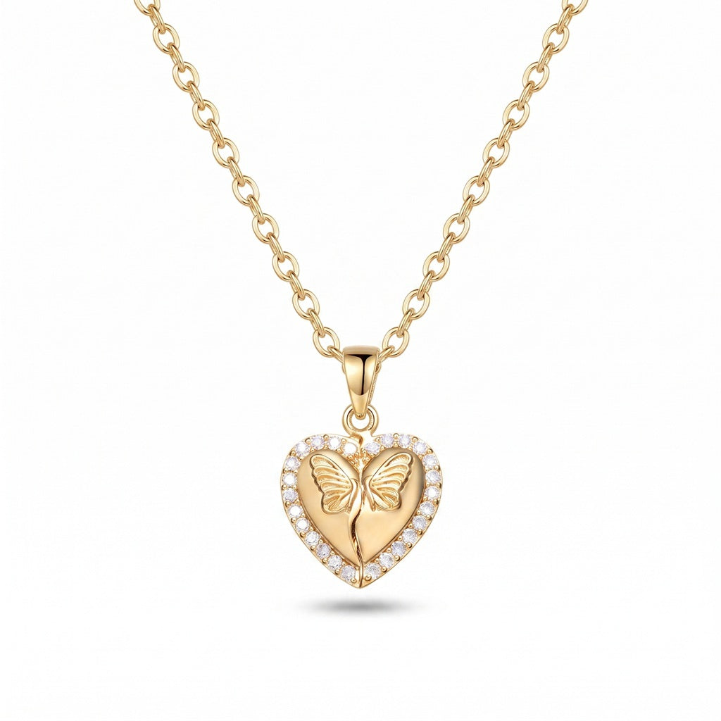 Personalized Engravable Butterfly Heart Necklace