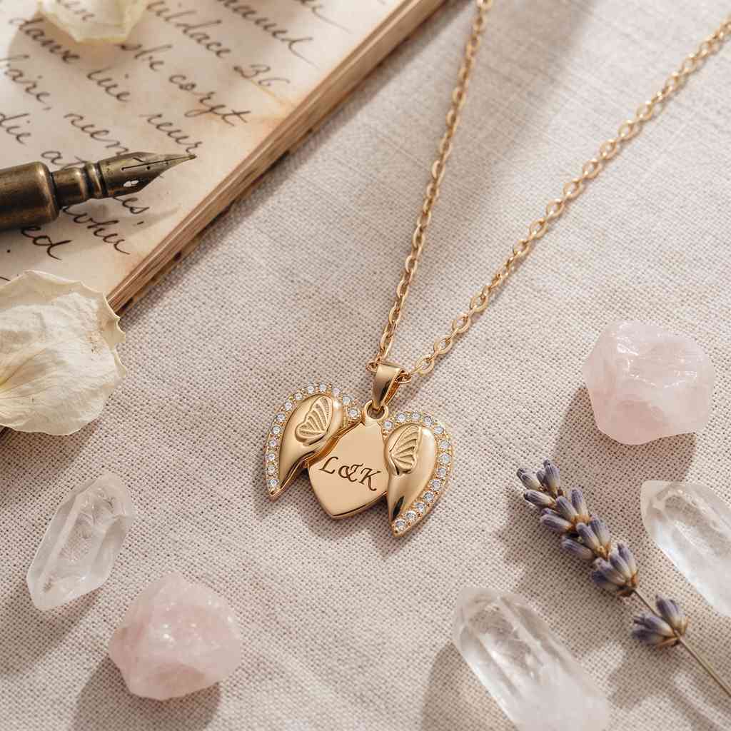 Personalized Engravable Butterfly Heart Necklace2