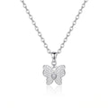 Silver Personalized Engravable CZ Pave Butterfly Necklace