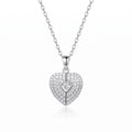 Personalized Engravable Folding Angel Wings Heart Necklace - Silver