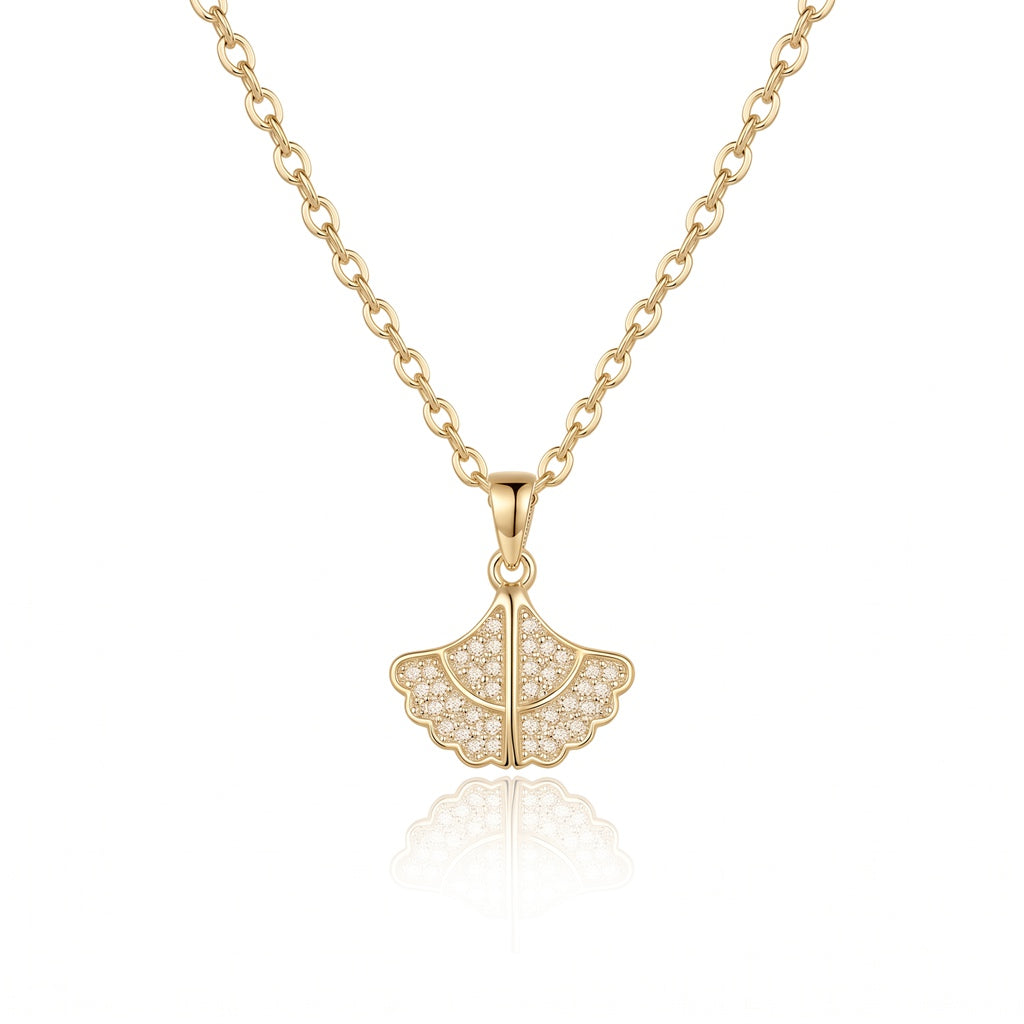 Personalized Engravable Ginkgo Leaf Locket Necklace - Gold