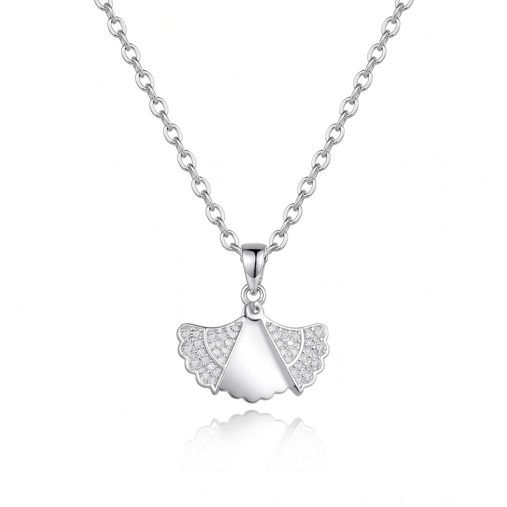 Personalized Engravable Ginkgo Leaf Locket Necklace - Silver
