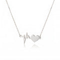 Personalized Engravable Heartbeat ECG Heart Necklace - Silver