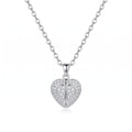 Personalized Engravable Openable Pavé Heart Necklace - Silver