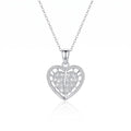 Personalized Engravable Opening Crystal Heart Necklace - Silver