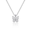 Personalized Engravable Pavé Butterfly Necklace -Silver