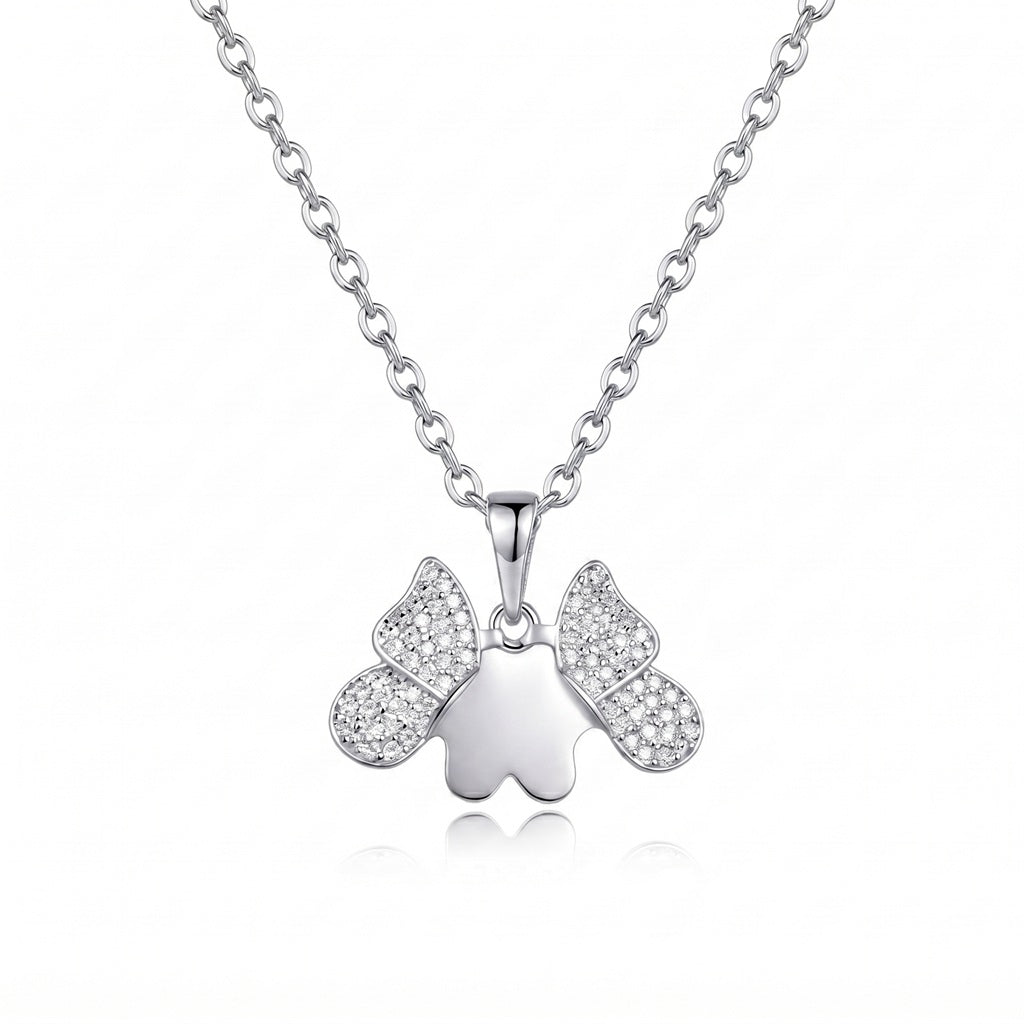 Personalized Engravable Pavé Butterfly Necklace -Silver1