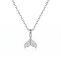 Personalized Engravable Sparkling Mermaid Tail Necklace - Silver