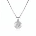 Personalized Engravable Sunburst Crystal Necklace - Silver