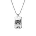 Personalized Engraved Pet Portrait Dog Tag Necklace For Men - Silver