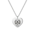 Personalized Engraved Pet Portrait Heart Necklace - Silver