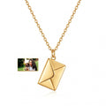 Personalized Envelope Photo Locket Necklace - Gold