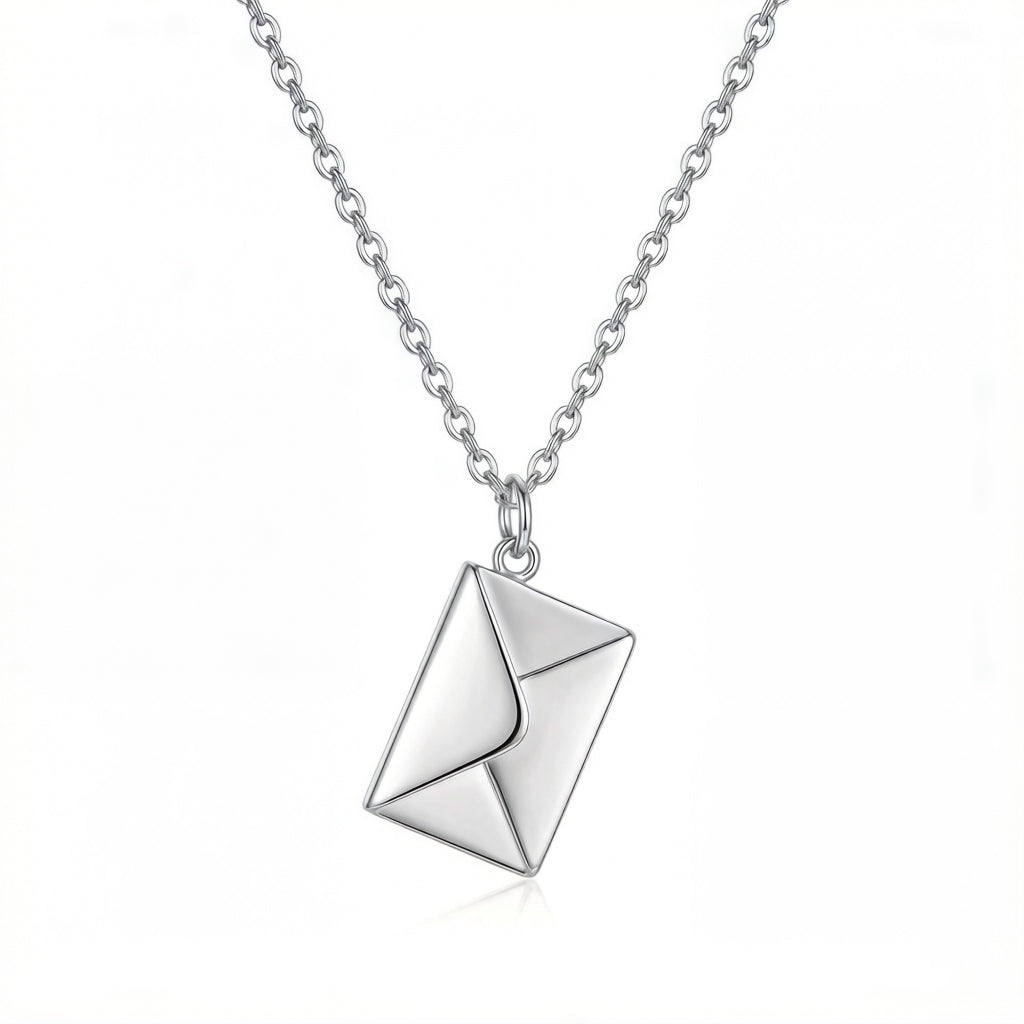 Personalized Envelope Photo Locket Necklace - Silver