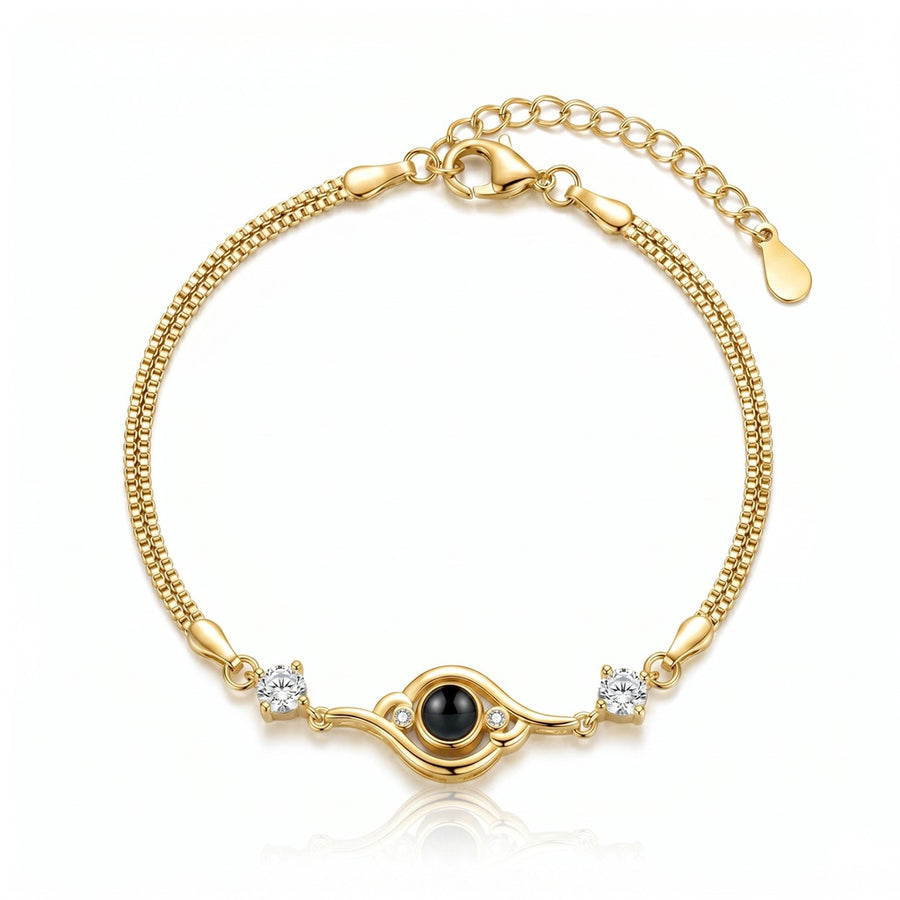 Personalized Evil Eye Photo Projection Bracelet - Gold