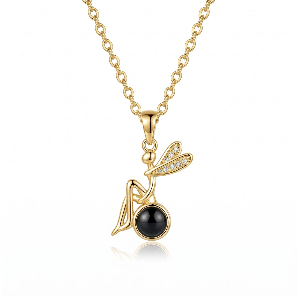 Personalized Fairy Photo Projection Necklace - Gold