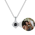 Personalized Flower Pendant Photo Projection Necklace - Silver