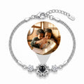 Personalized Four-Leaf Clover Photo Projection Bracelet - Silver