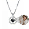 Personalized Four-Leaf Clover Photo Projection Necklace - Silver