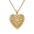 Personalized Heart Filigree Heart Photo Locket Necklace - Gold