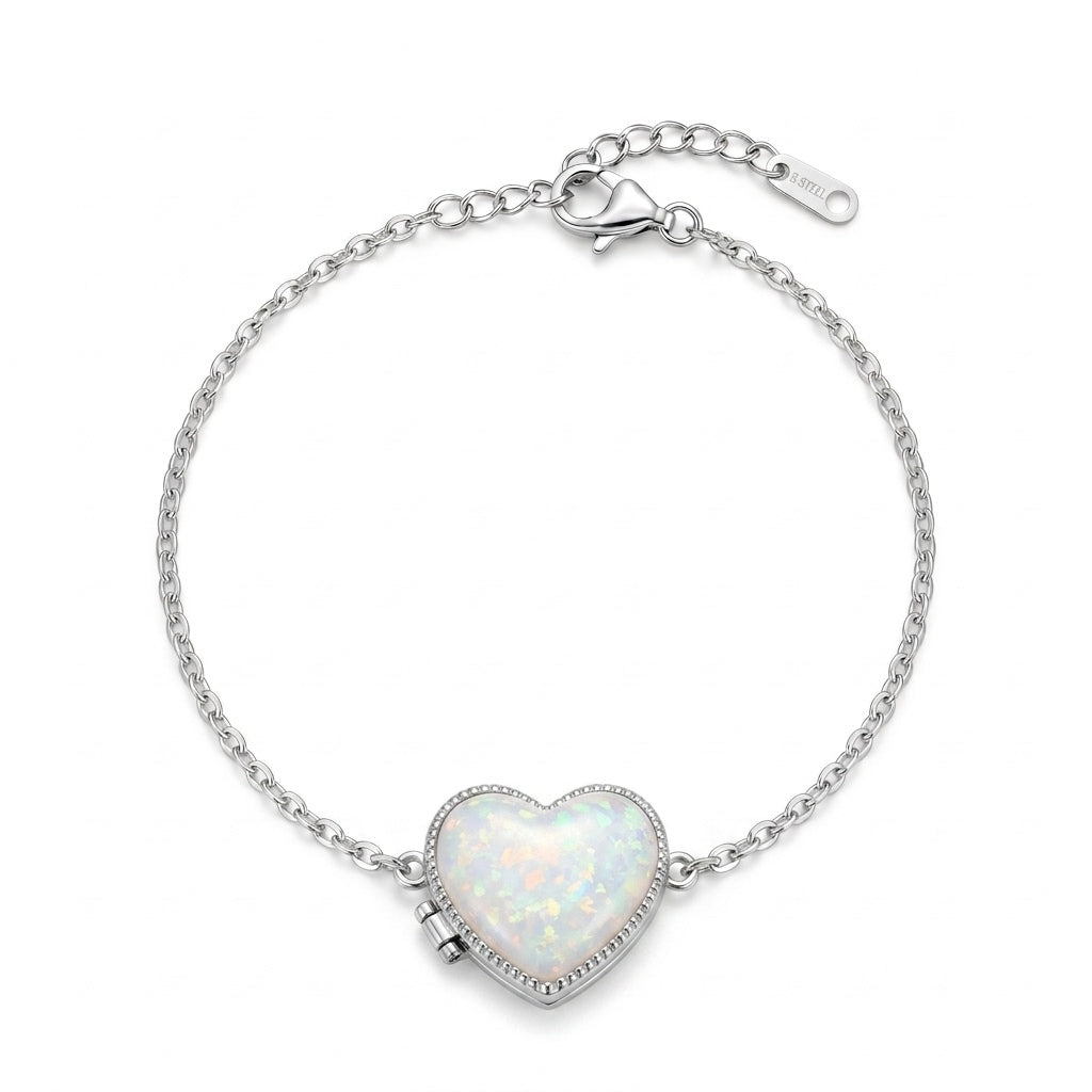 Personalized Heart Photo Locket Bracelet - Silver