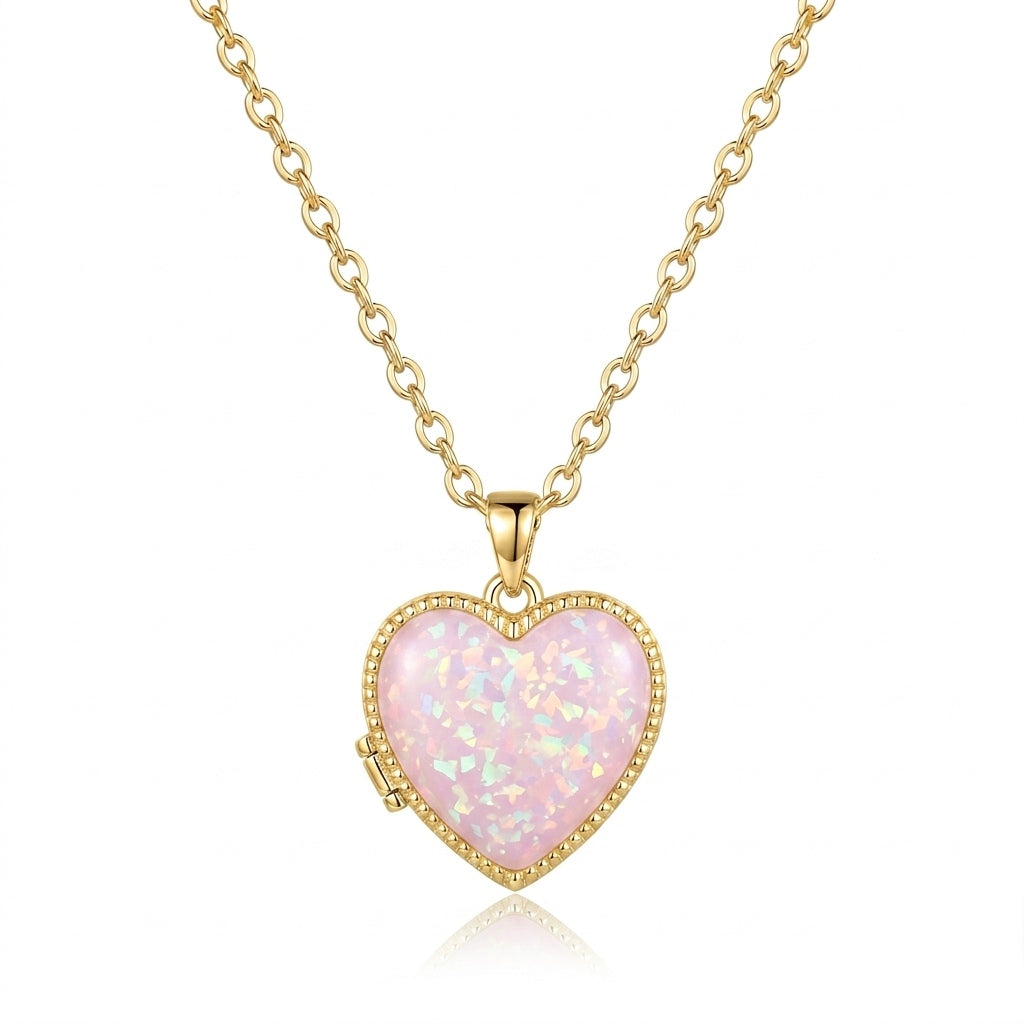 Personalized Heart Photo Locket Necklace - Gold4
