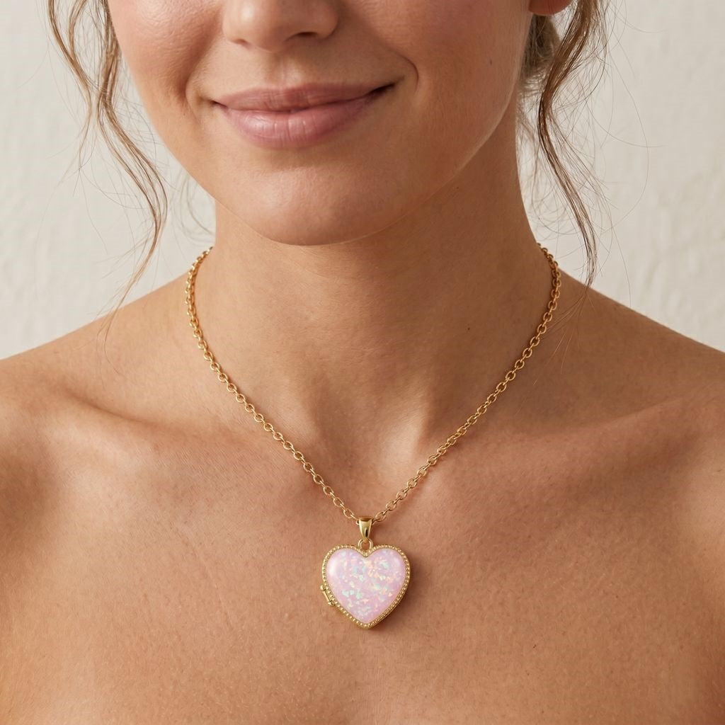 Personalized Heart Photo Locket Necklace - Gold5