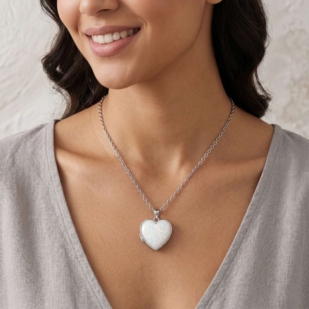 Personalized Heart Photo Locket Necklace - Silver2