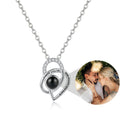 Personalized Heart Photo Projection Necklace Engraved With "I love you to the moon and back"