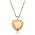 Personalized Heart Scrollwork Heart Photo Locket Necklace - Gold