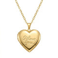 Personalized "I Love You" Heart Photo Locket Necklace - Gold