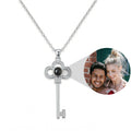 Personalized Key Pendant Photo Projection Necklace - Silver