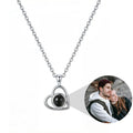 Personalized Minimalist Heart Photo Projection Necklace - Silver