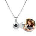 Personalized Moon Photo Projection Necklace - Silver