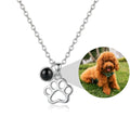Personalized Openwork Paw Print Photo Projection Necklace - Silver