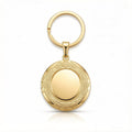 Personalized Ornate Engraved Round Photo Locket Keychain - Gold