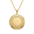 Personalized Ornate Engraved Round Photo Locket Necklace - Gold