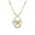 Personalized Oval Butterfly Photo Locket Necklace - Gold