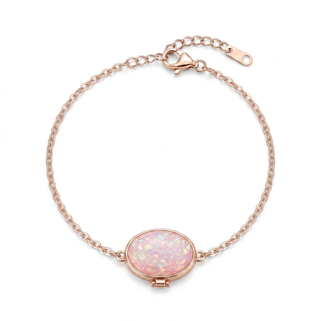 Personalized Oval Photo Locket Bracelet - Rose Gold